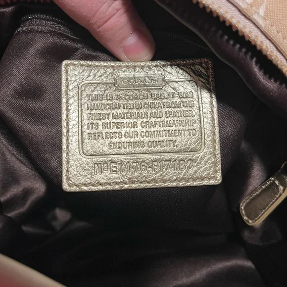 Coach Brooke Sateen Signature Shoulder Bag in khaki and gold - Picture 7 of 10